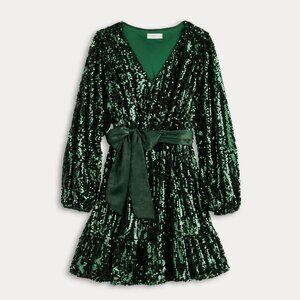 XXL Green Sequin Wrap Mini DressLC Lauren Conrad Plus